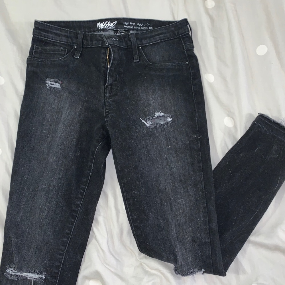 Black High waisted distressed jean